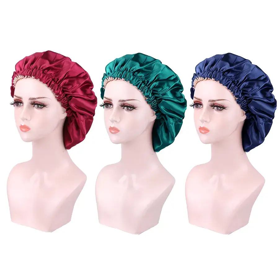 Mũ ngủ satin bán buôn hai lớp, dây đàn hồi điều chỉnh với logo tùy chỉnh - Sản phẩm chất lượng cao