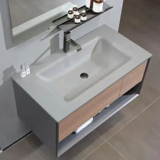 Tủ phòng tắm gỗ tự nhiên chống nước thiết kế đơn dễ dàng phối hợp với nội thất