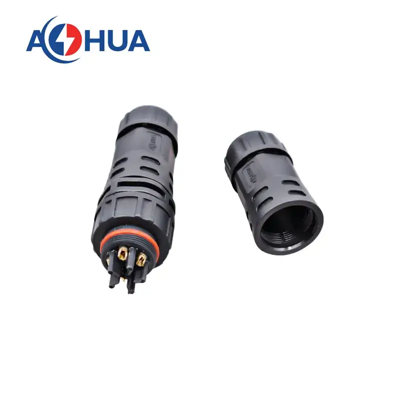 Đầu nối cáp Aohua M25 loại cố định bằng vít, chống nước IP68 300V nam điện 25A đến nữ dây nguồn