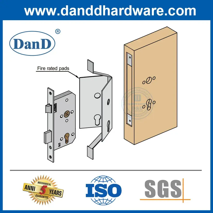 Bộ khóa mortise chịu nhiệt, bảo vệ cửa chống cháy, niêm phong tốt