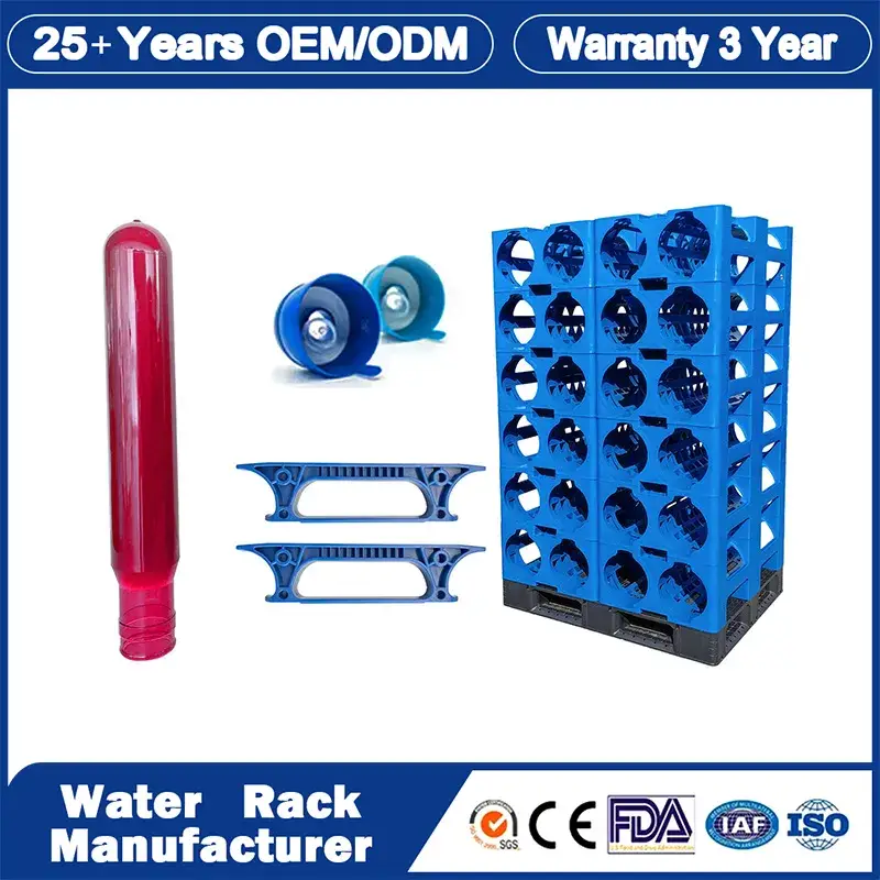 Bình nước 5 gallon làm từ chất liệu nhựa PET trong suốt, có thể tùy chỉnh màu sắc với nắp và tay cầm nhựa
