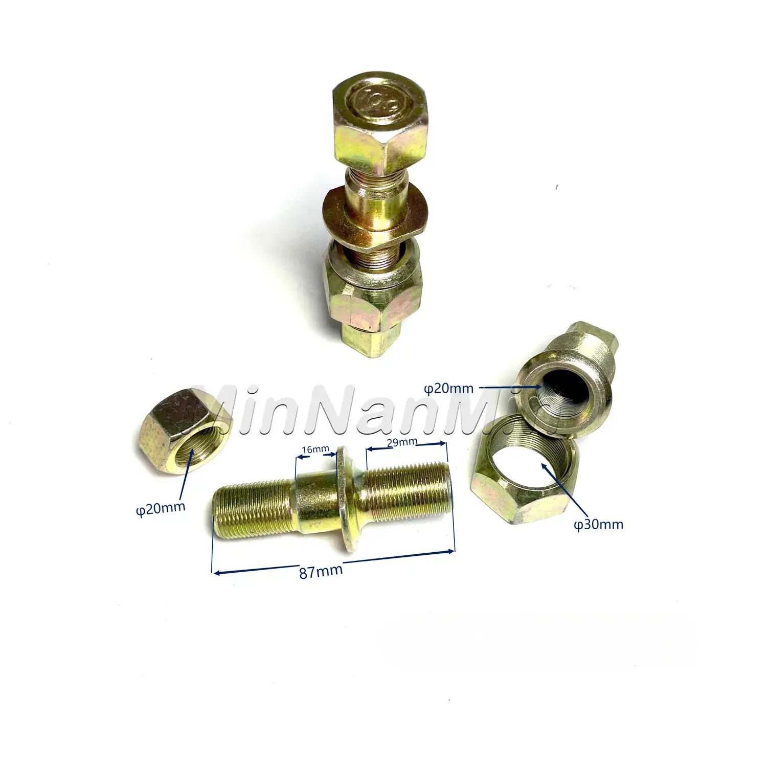Bộ ốc vít thép chất lượng cao cho xe nâng Heli 5-7t 24353-72067, bao gồm đai ốc hex, bánh xe và bu lông trục trước