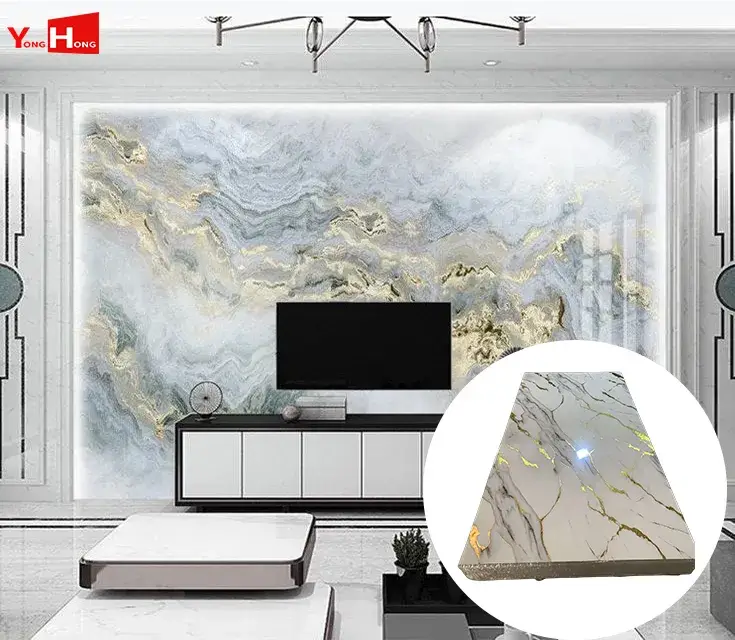 Tấm ốp tường trang trí chất lượng cao từ nhựa PVC/UV giả đá cẩm thạch dùng trong xây dựng