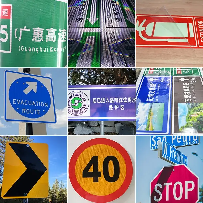 Bảng hướng dẫn giao thông tự dính có tấm bảo vệ quang học trong suốt