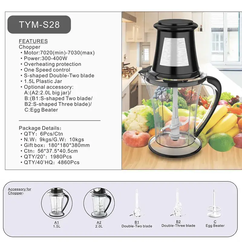 Máy xay thực phẩm điện chống quá nhiệt cho rau củ và thịt, đảm bảo an toàn