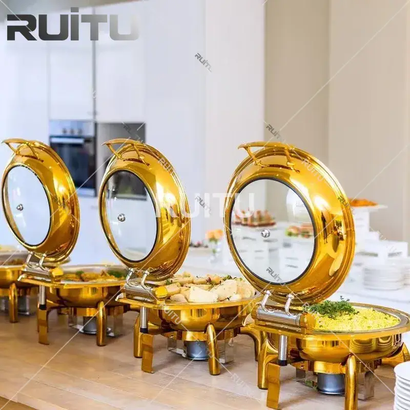 Thiết bị tiệc buffet hiện đại dành cho nhà hàng khách sạn, bao gồm nắp bản lề treo móc và chén giữ nhiệt kiểu Ấn Độ cho đám cưới