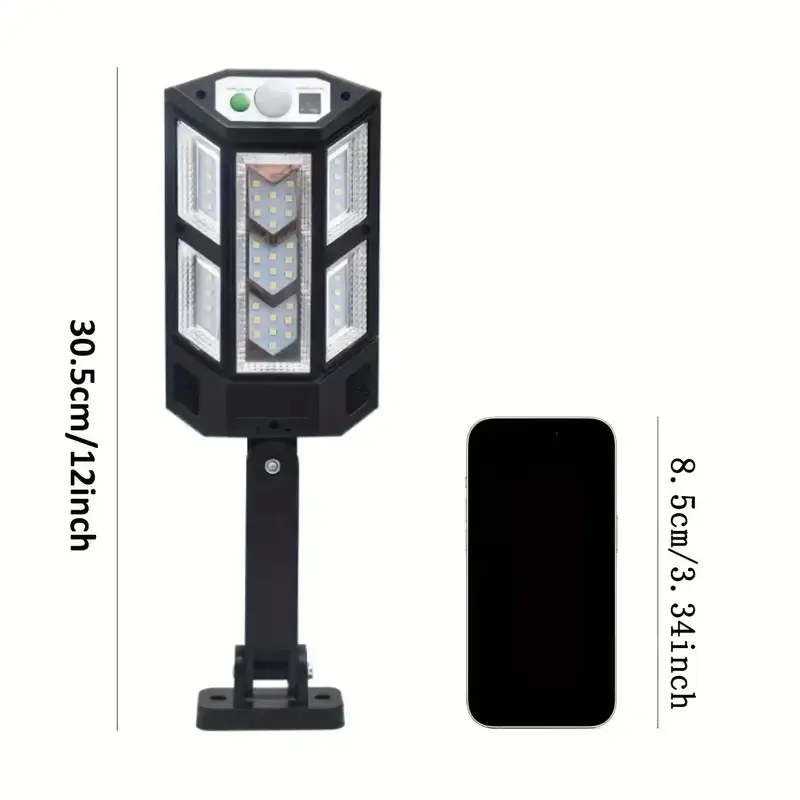 Đèn LED Mặt Trời Siêu Sáng Cảm Biến Chuyển Động, 3 Chế Độ Chiếu Sáng, An Ninh Ngoài Trời Vườn Đường Phố - 1200mAh, 6500K