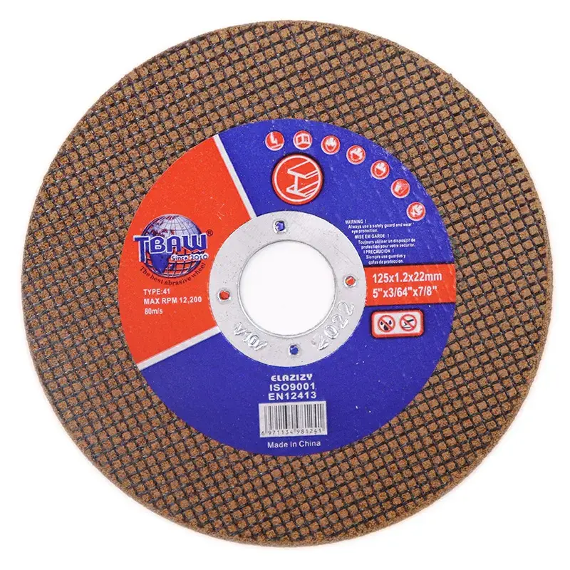 Bánh cắt phẳng 125X1.2X22.2mm từ nhựa chất lượng cao, phù hợp cho gia công kim loại OEM