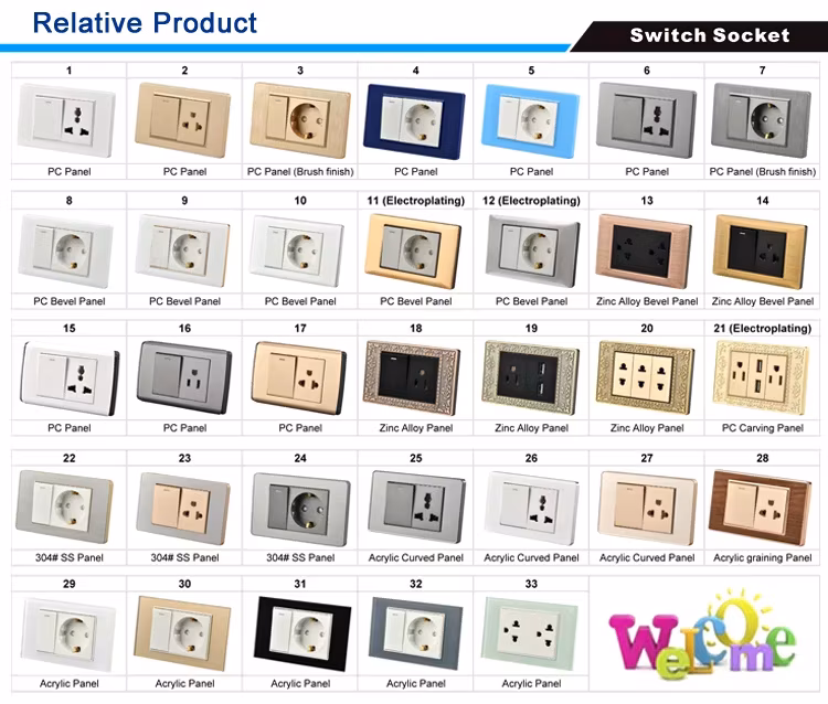 110V Bảng điều khiển tường điện chuyển mạch 4 băng nam Mỹ bằng thép không gỉ màu vàng hình ảnh 12-description