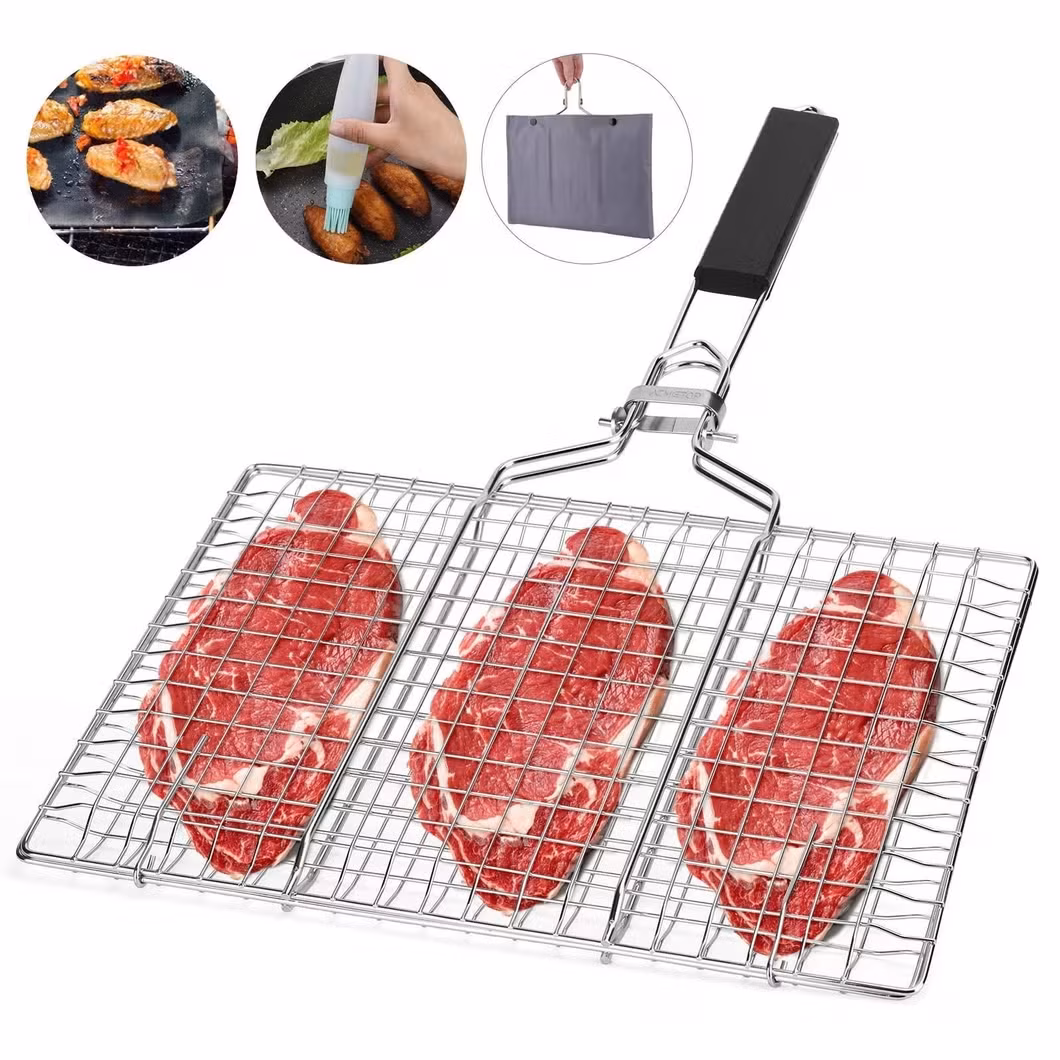 Giỏ nướng cá di động bằng chất liệu không gỉ với tay cầm rời tiện lợi cho bữa tiệc nướng hình ảnh 12-description