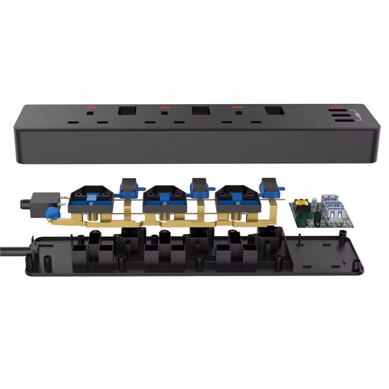 Phích cắm UK 3USB mở rộng dây kéo đen trắng từ Malaysia: 3 cách tiện lợi hình ảnh 13-description