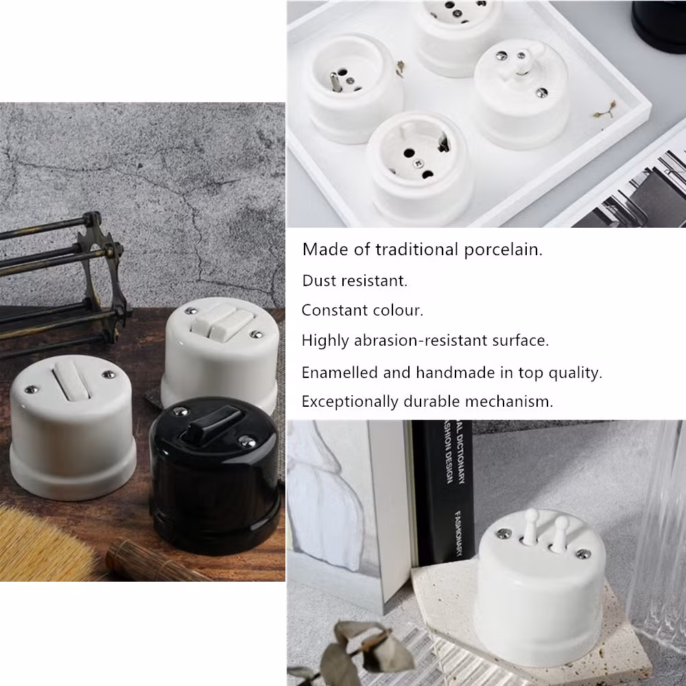 Công tắc điện gốm cổ điển phù hợp với hệ thống điện Đan Mạch, Hy Lạp và Iceland hình ảnh 13-description