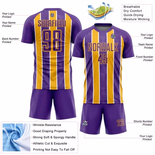 Áo đấu bóng đá nam thiết kế thể thao từ chất liệu polyester thoáng khí hình ảnh 13-description