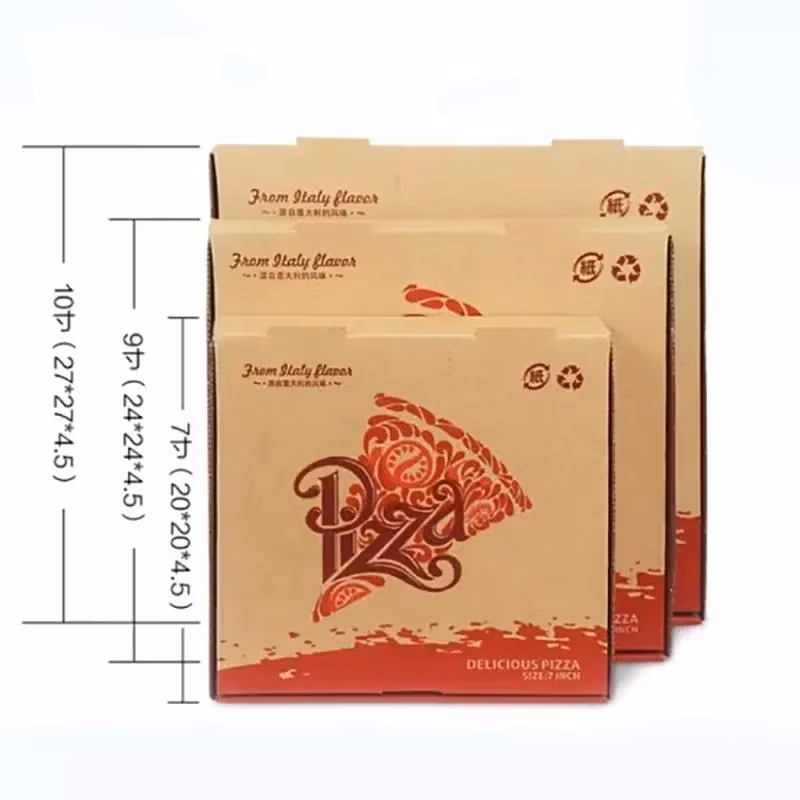 Hộp pizza in logo theo yêu cầu, thiết kế hình chữ nhật, an toàn với môi trường, hộp pizza đựng để mang về hình ảnh 13-description
