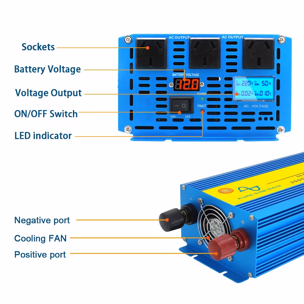 Vận hành liên tục của bộ biến tần Evergrn 3kw 3000W 3500W 7000W với ổ cắm Au 12V đến 220V hình ảnh 13-description