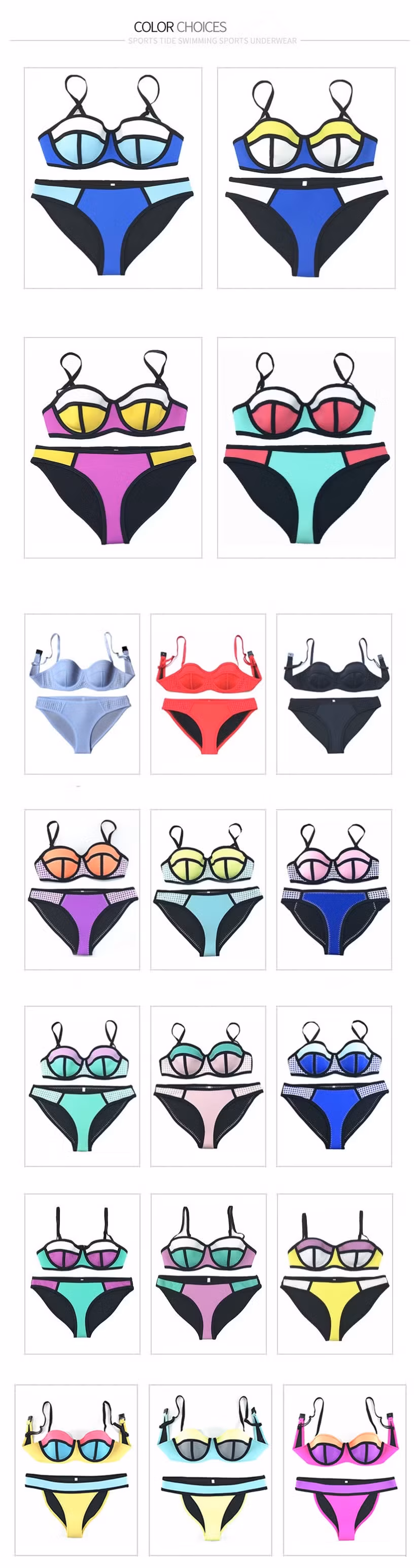 Đồ bơi hai mảnh neoprene phong cách dành cho phụ nữ, đa dạng màu sắc, điểm nhấn hoàn hảo cho du lịch biển hình ảnh 13-description