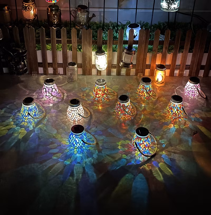 Đèn lồng gốm mosaic năng lượng mặt trời chất lượng cao dành cho không gian ngoại thất hình ảnh 13-description