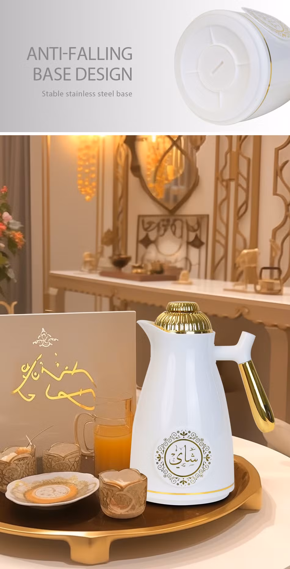 Bình pha cà phê nóng thép không gỉ kiểu Ả Rập, lớp kính bên trong in ấn theo nhu cầu hình ảnh 14-description