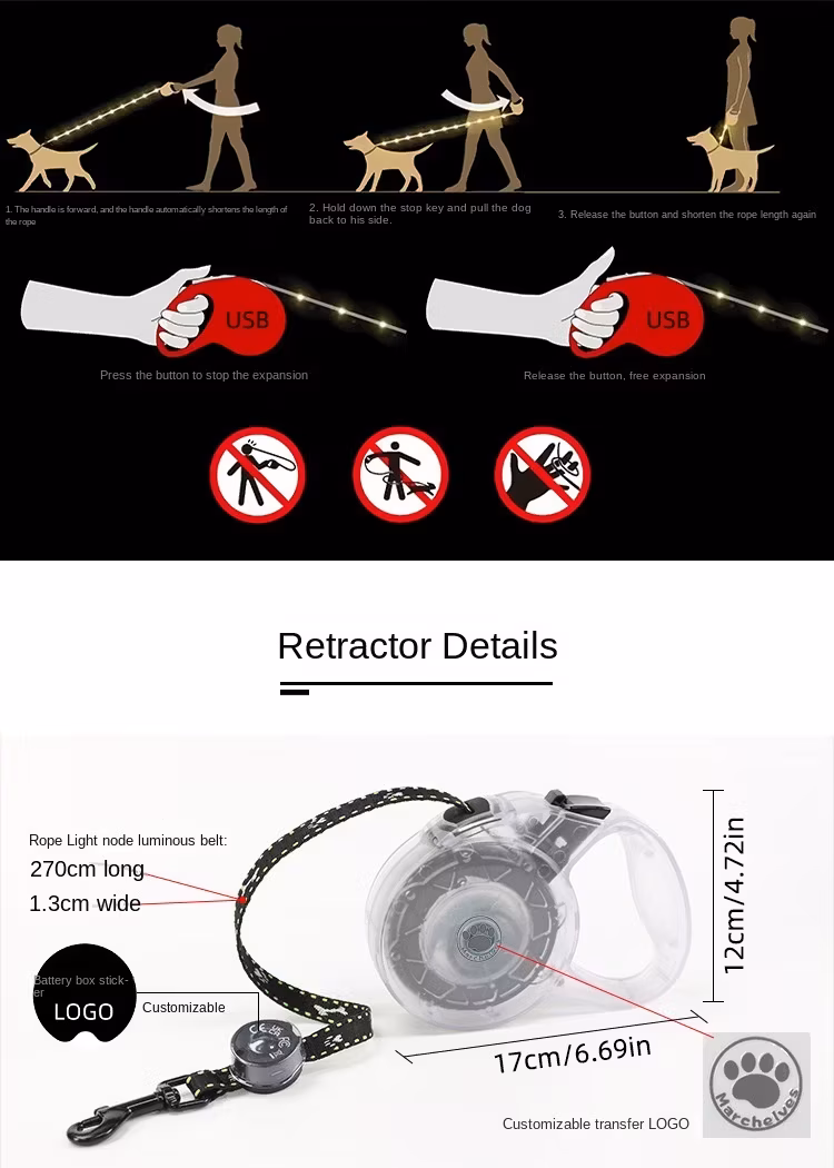 Dắt Chó Ban Đêm với Dây Dắt Chó LED Phát Sáng hình ảnh 14-description