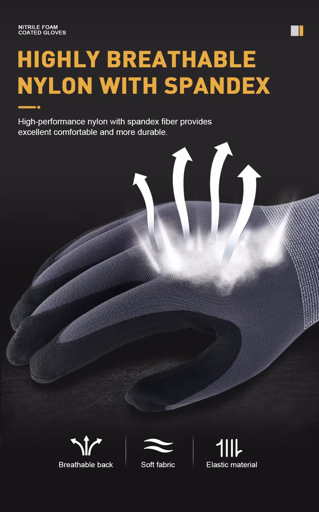 Găng tay làm việc an toàn bảo vệ tay, vỏ nylon phủ nitrile hình ảnh 14-description
