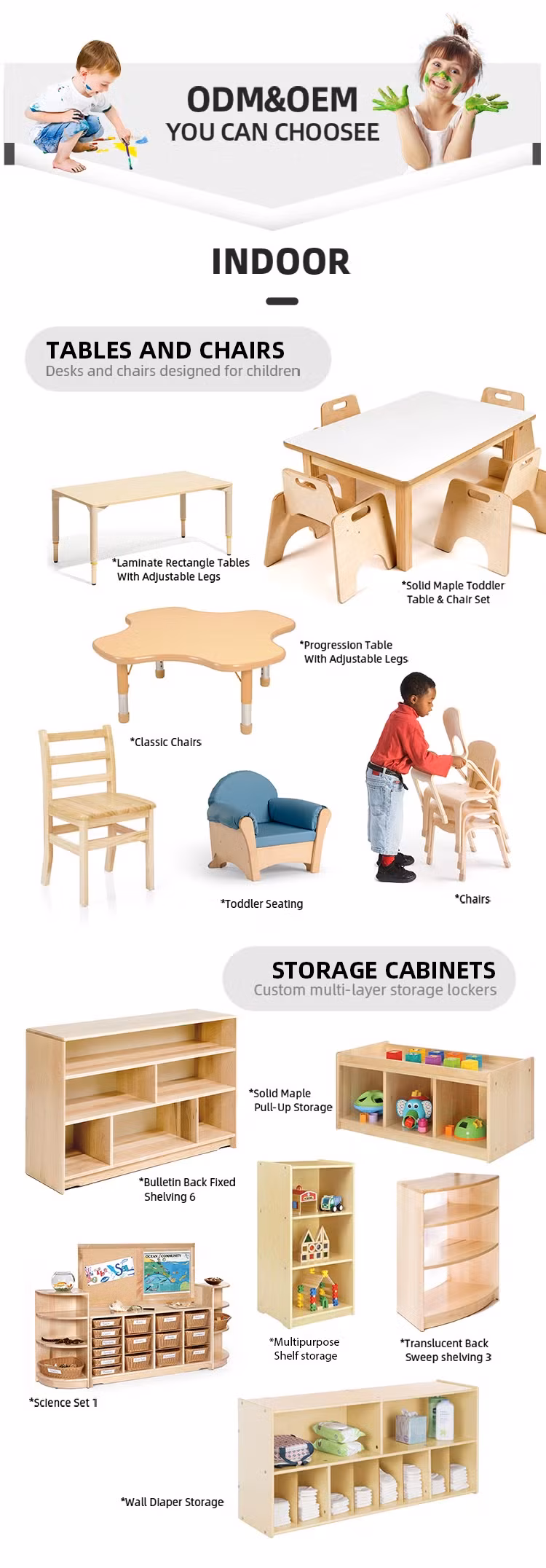 Nội thất mẫu giáo Montessori bằng gỗ, bao gồm bàn, ghế và tủ thiết kế theo phong cách Reggio cho lớp học mẫu giáo hình ảnh 14-description