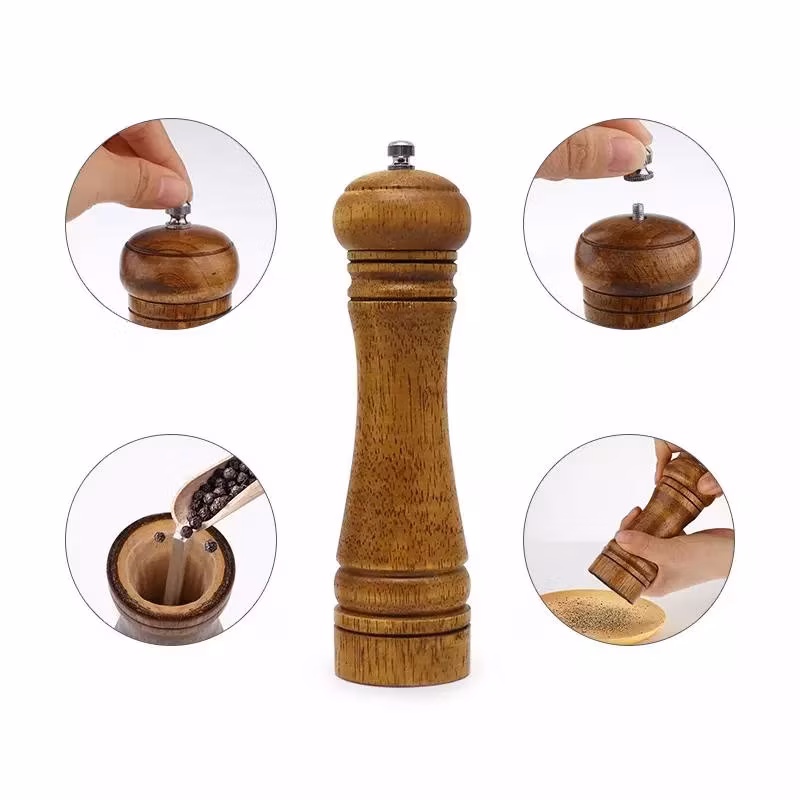 Cối tiêu gỗ có thể điều chỉnh độ thô cho gia vị, sản phẩm cối tiêu từ gỗ tự nhiên hình ảnh 14-description
