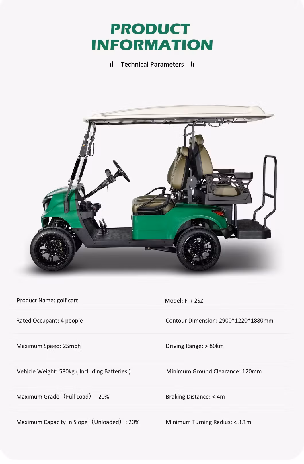 Dịch vụ OEM cho Xe Buggy 4 Chỗ ngồi Sang trọng điện Golf với Pin Lithium hình ảnh 14-description
