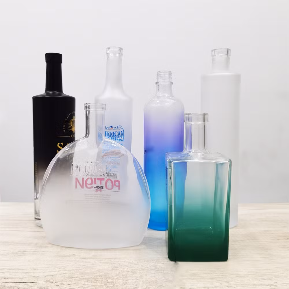 Bán Buôn Bình Thủy Tinh Rỗng Nhãn Cá Nhân 500ml 700ml 750ml Cho Vodka Whisky Brandy Tequila Gin và Rượu Spirits hình ảnh 14-description