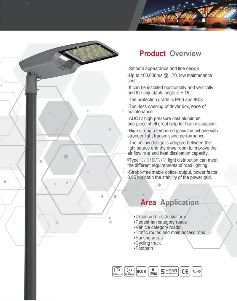 Đèn đường LED ngoài trời 150W tích hợp cảm biến ánh sáng hình ảnh 12-description