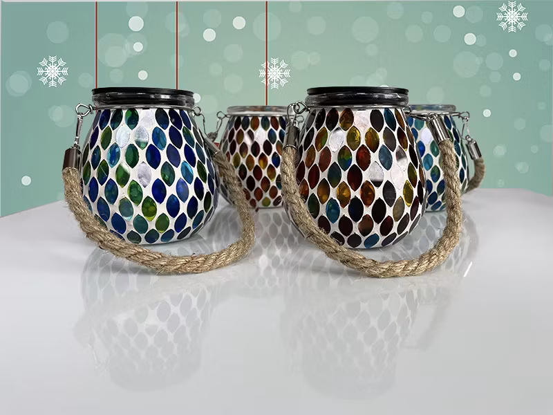 Đèn lồng gốm mosaic năng lượng mặt trời chất lượng cao dành cho không gian ngoại thất hình ảnh 15-description