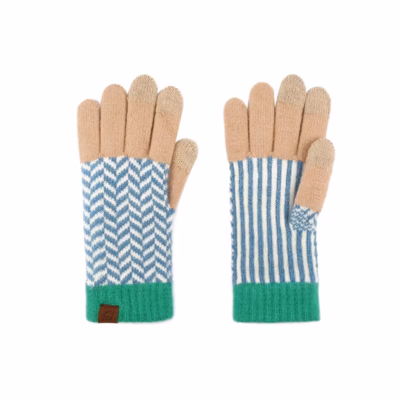 Găng tay mùa đông chất liệu nhung plus retro jacquard, thiết kế dệt kim và chức năng chạm màn hình hình ảnh 15-description