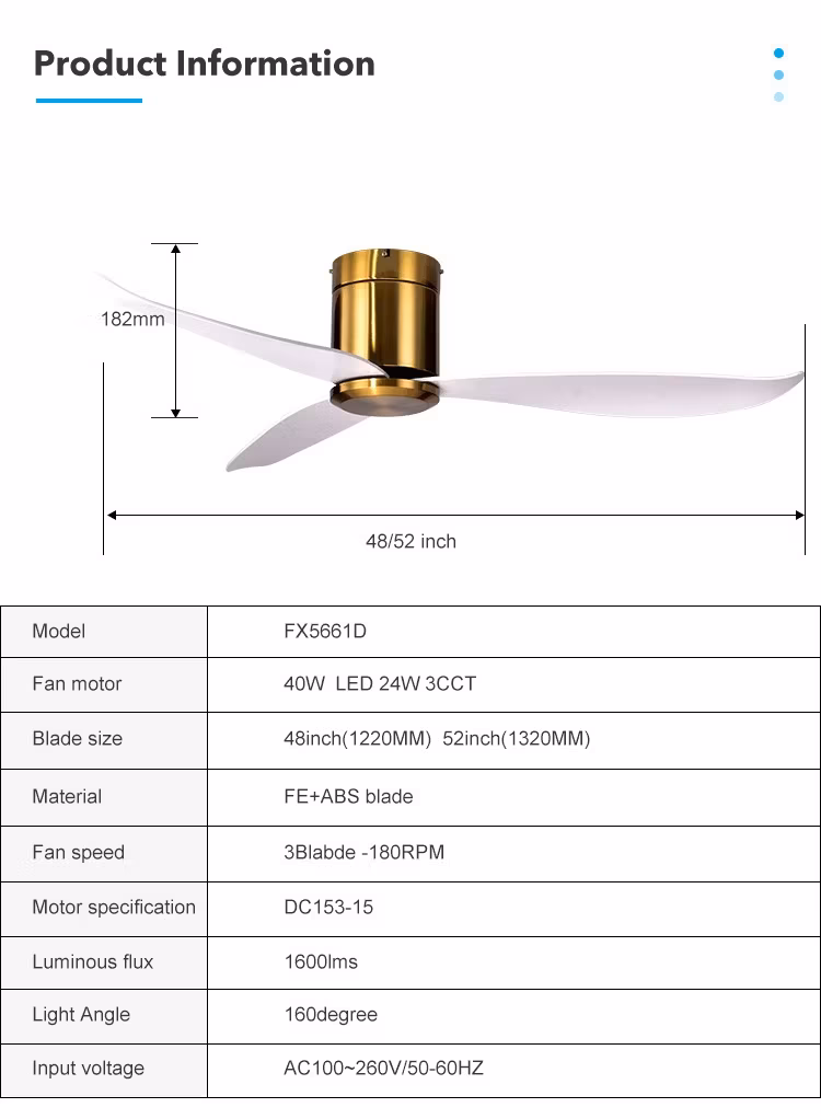 Quạt trần điều khiển từ xa với cánh quạt ABS trang trí phổ biến cho không gian gia đình hình ảnh 15-description