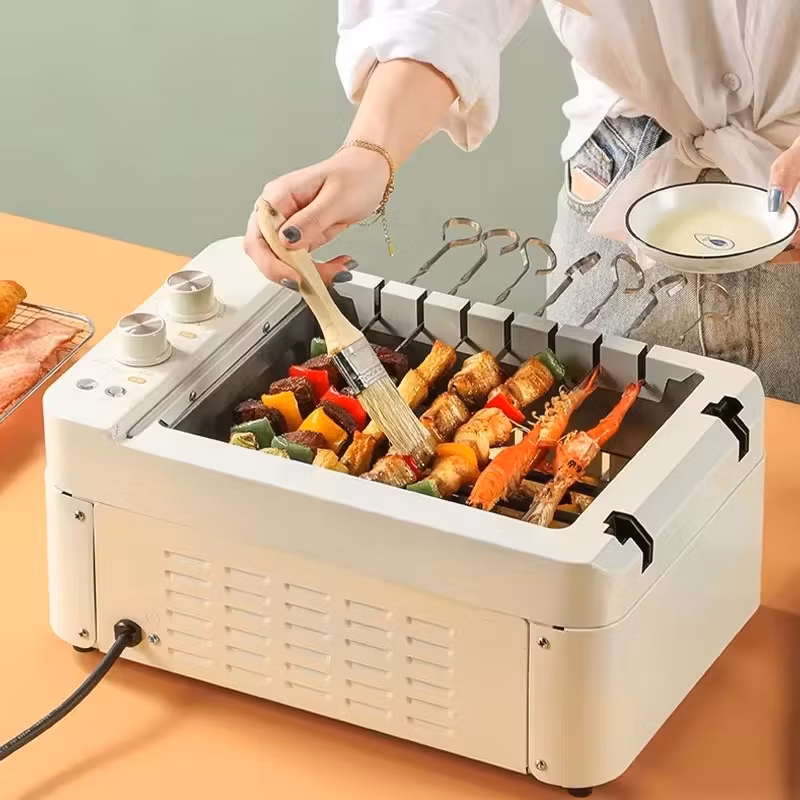 Máy nướng xiên tự động với công nghệ hiện đại, sử dụng lò nướng điện không gây khói cho không gian bếp hình ảnh 15-description