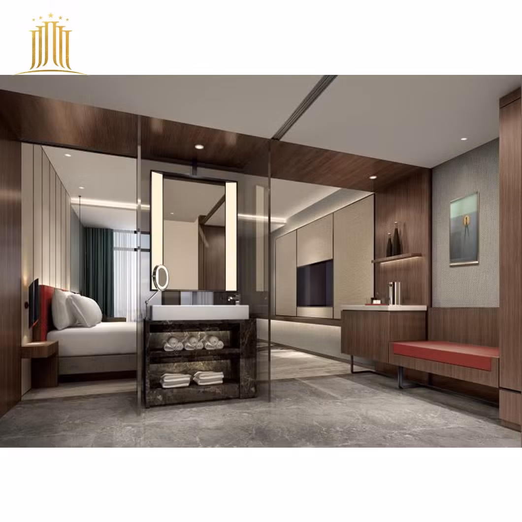 Bộ nội thất sảnh khách sạn với phong cách Nhật Bản, được làm từ gỗ rắn và có thể tùy chỉnh theo yêu cầu hình ảnh 15-description