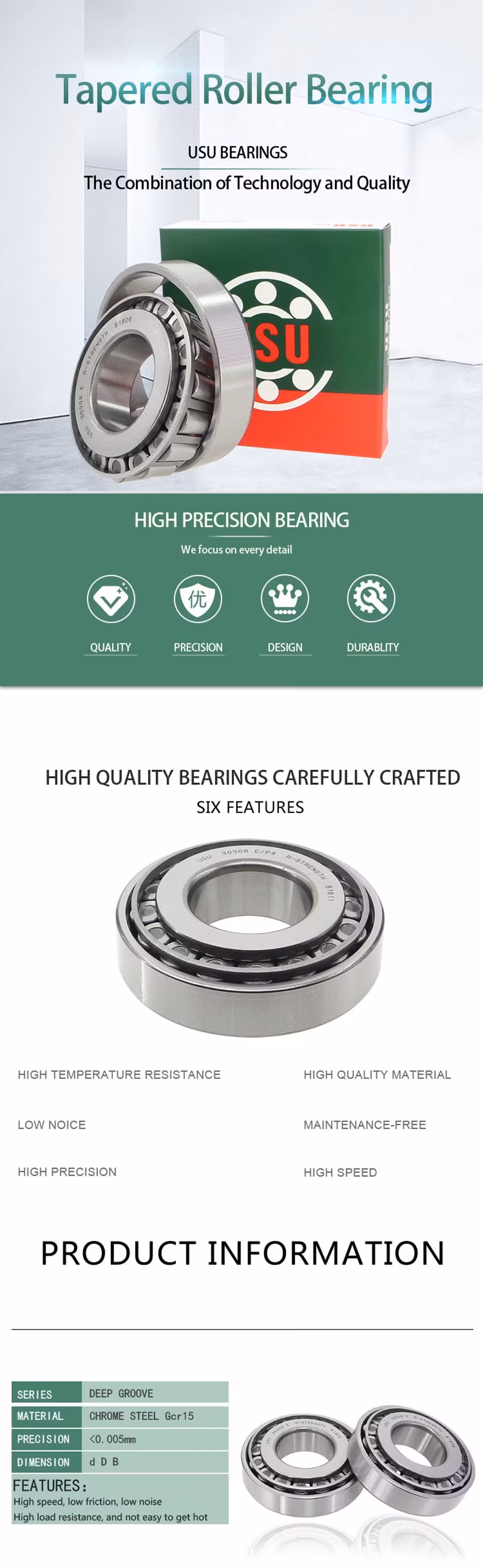 Vòng bi Trung Quốc 21304 Ca, 21305 Cc, 21306 E,... MB 21313 21314 21315 21316 21317 21318 21319cc/W33 - Sản phẩm vòng bi con lăn định hướng hình ảnh 15-description