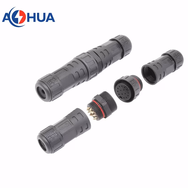 Đầu nối cáp Aohua M25 loại cố định bằng vít, chống nước IP68 300V nam điện 25A đến nữ dây nguồn hình ảnh 15-description