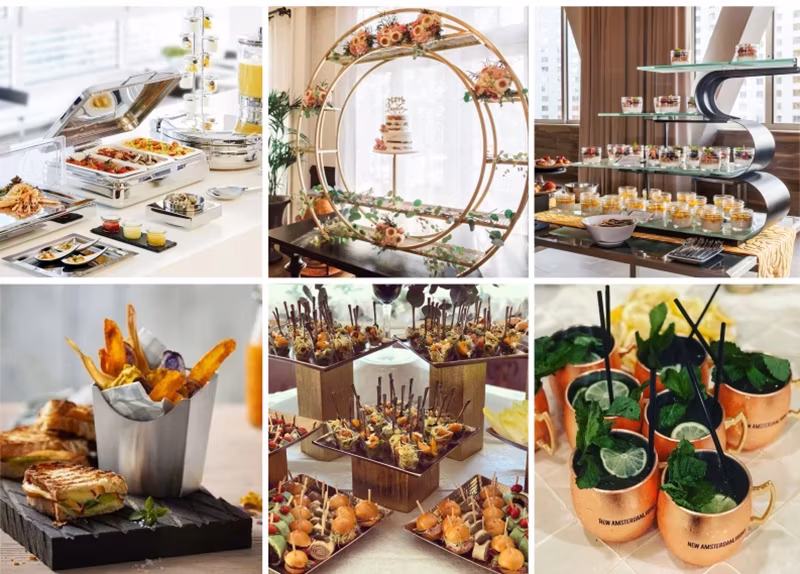 Thiết bị tiệc buffet hiện đại dành cho nhà hàng khách sạn, bao gồm nắp bản lề treo móc và chén giữ nhiệt kiểu Ấn Độ cho đám cưới hình ảnh 15-description