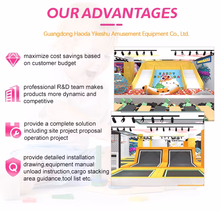 Thiết bị trampoline công viên trong nhà với bể bóng biển lớn và cầu trượt dành cho cả trẻ em và người lớn hình ảnh 15-description