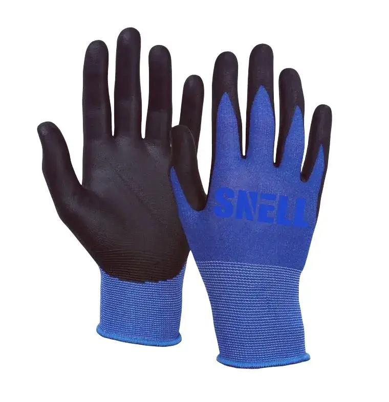 Găng tay an toàn chống mài mòn 15 gauge, màu xám, lớp ni lông, phủ bọt Nitrile và dán kim - sản phẩm chất lượng