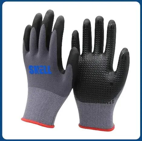 Găng tay an toàn chống mài mòn 15 gauge, màu xám, lớp ni lông, phủ bọt Nitrile và dán kim - sản phẩm chất lượng hình ảnh 18-description