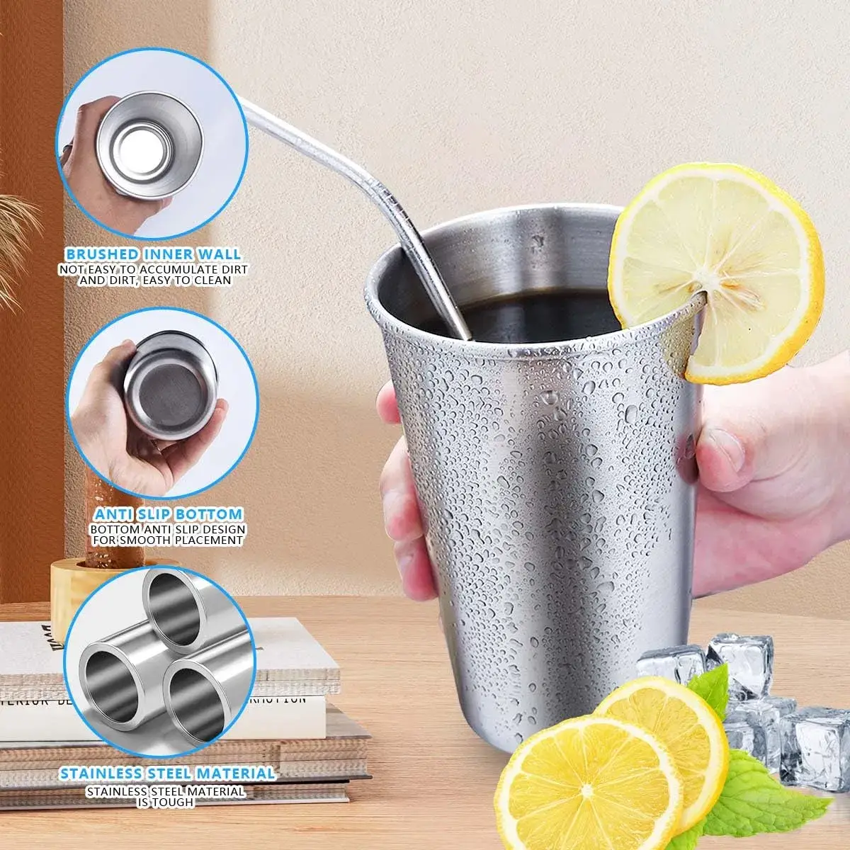 Pint Cốc Thép Không Gỉ Chất Lượng cao cho Uống Bia và Nước Uống, Phù Hợp sử dụng tại Quán Bar, Nhà Hàng và Gia Đình