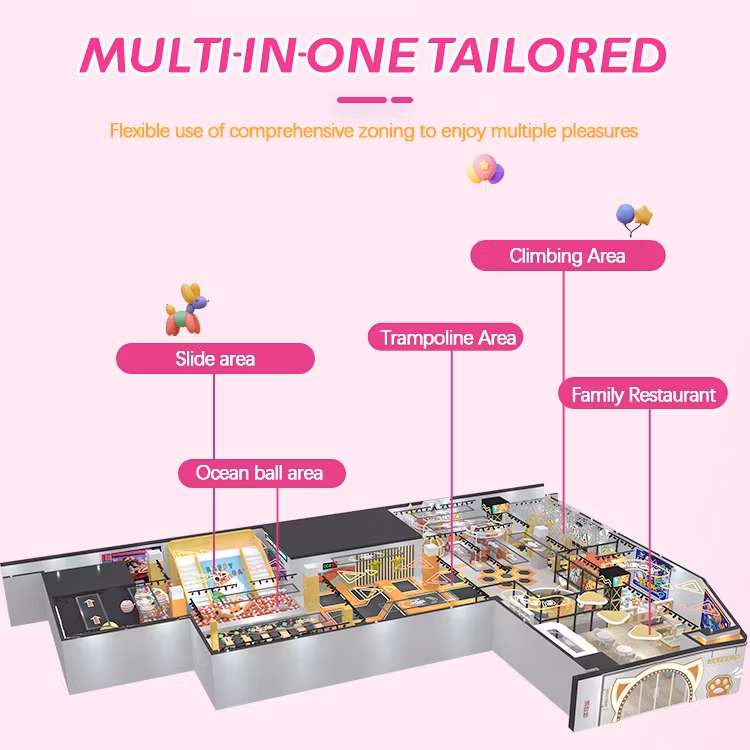 Thiết bị trampoline công viên trong nhà với bể bóng biển lớn và cầu trượt dành cho cả trẻ em và người lớn hình ảnh 16-description