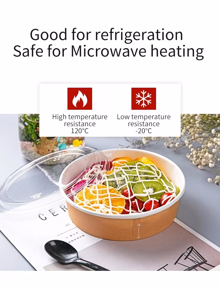Bát giấy kraft 500ml thân thiện với môi trường, nắp đậy tiện lợi để đựng salad hình ảnh 16-description
