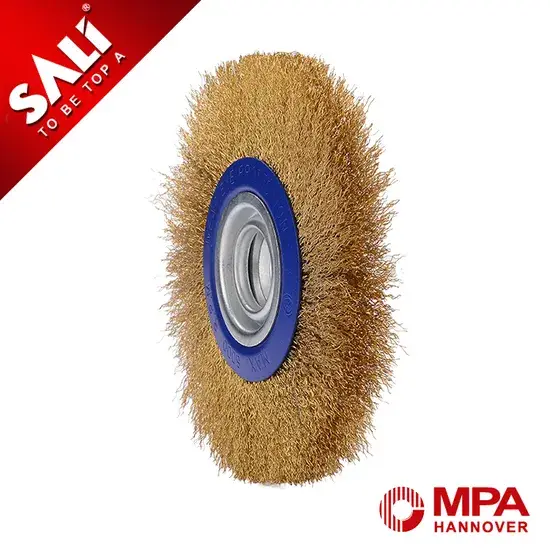 Bàn chải tròn gắn trục 175mm với dây đồng có đường kính 0.3mm
