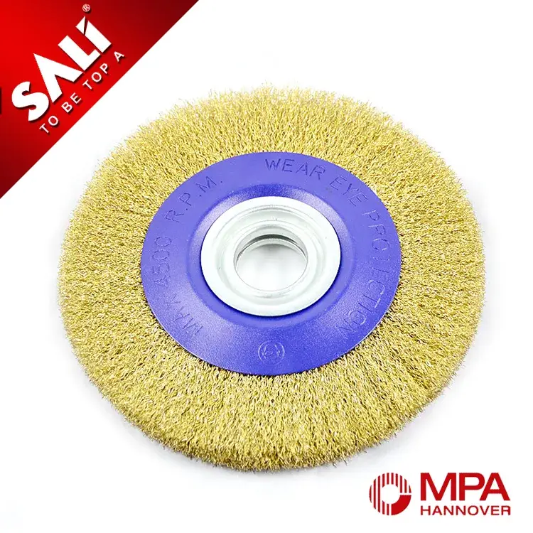 Bàn chải tròn gắn trục 175mm với dây đồng có đường kính 0.3mm