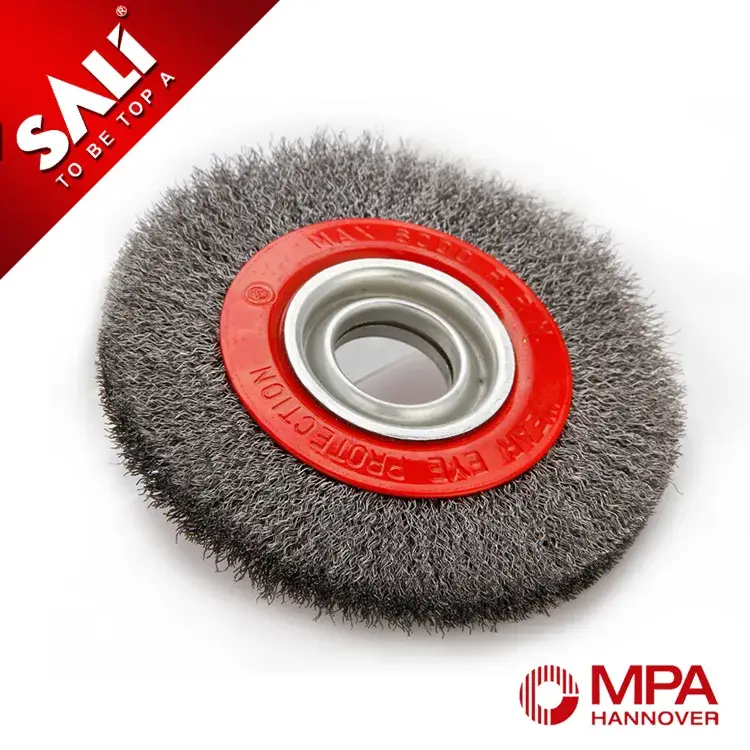 Bàn chải tròn gắn trục 175mm với dây đồng có đường kính 0.3mm
