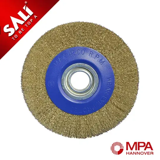 Bàn chải tròn gắn trục 175mm với dây đồng có đường kính 0.3mm