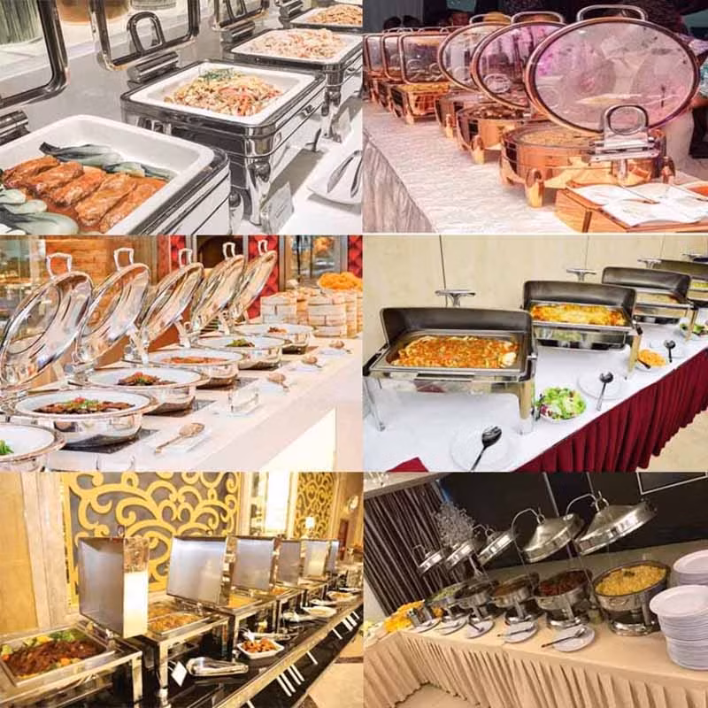 Thiết bị tiệc buffet hiện đại dành cho nhà hàng khách sạn, bao gồm nắp bản lề treo móc và chén giữ nhiệt kiểu Ấn Độ cho đám cưới hình ảnh 17-description