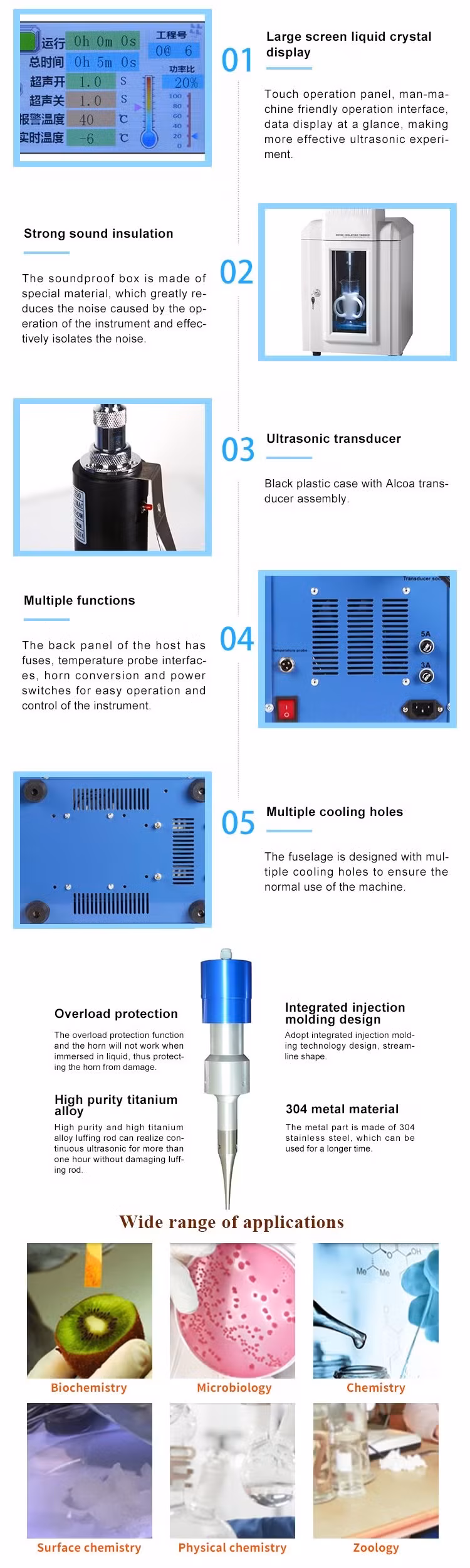 Màn hình LCD Máy nghiền siêu âm để đảm bảo đồng nhất trong phòng thí nghiệm hình ảnh 18-description