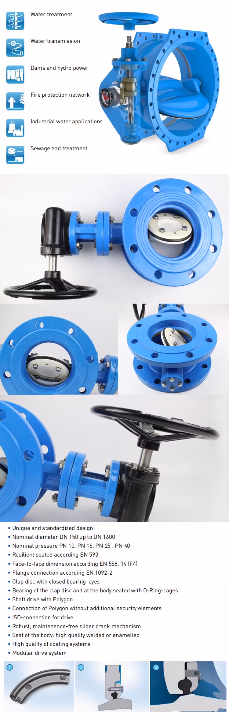 Van Bướm Sắt Dẻo BS5155 En593 Ggg50 Đối Xứng Kép Di - Chất lượng đảm bảo hình ảnh 18-description